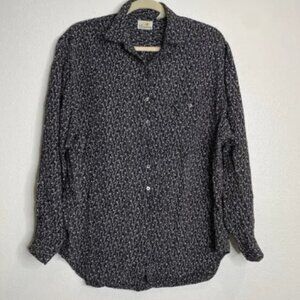 Vtg LIZ CLAIBORNE Rayon Black And White Button down blouse top Size 12